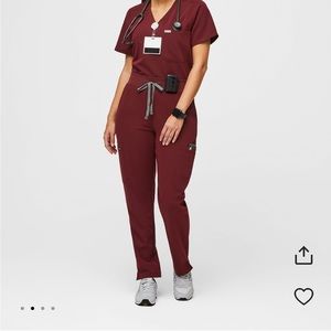 Figs Women’s Burgundy Yola High Waisted 2.0 Petite Skinny Scrub Pants